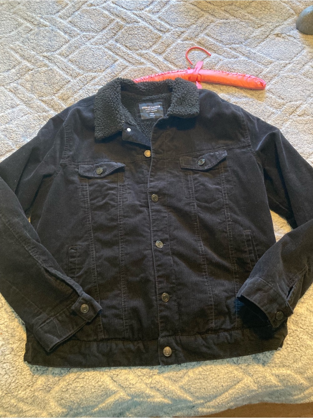 Sunrise Kingdom Corduroy Sherpa-Collar Bomber Jacket - Men’s Large Black
